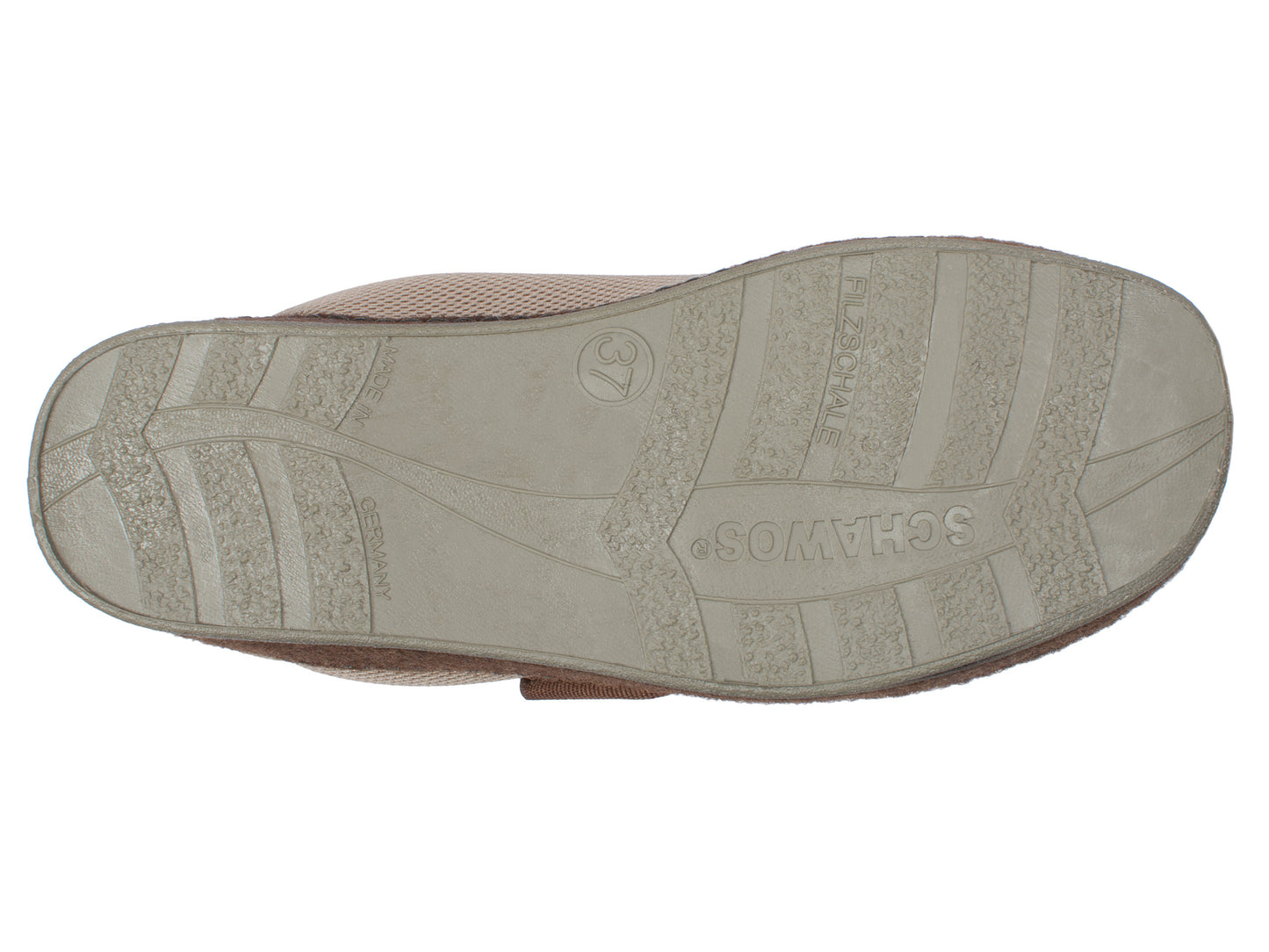 Sohlenansicht des taupefarbenen Aerosoft 6062 Schuhs mit Profilsohle