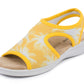 Damen Stretch Sandalette Modell Stretch 05 von Aerosoft in der Farbe Palme gelb von vorne leicht seitlich