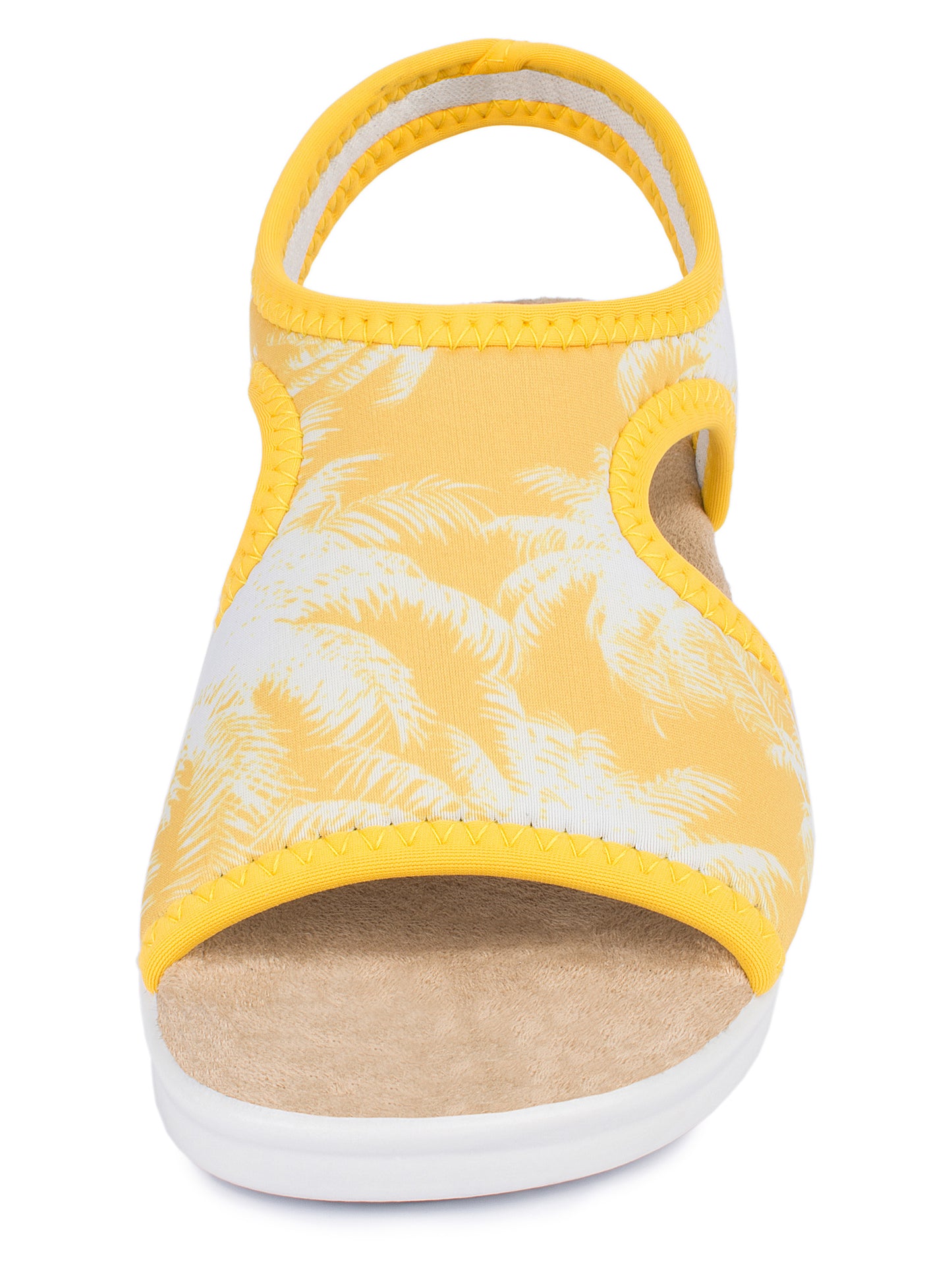 Damen Stretch Sandalette Modell Stretch 05 von Aerosoft in der Farbe Palme gelb von vorne