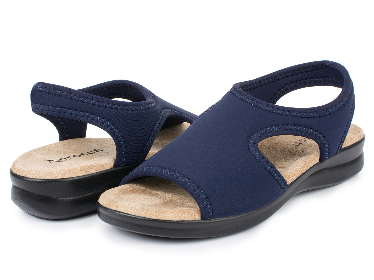 Damen Stretch Sandalette Modell Stretch 05 von Aerosoft in Farbe blau als Schuh-Paar Ansicht