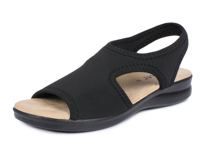 Damen Stretch Sandalette Modell Stretch 05 von Aerosoft in Farbe schwarz von vorne links