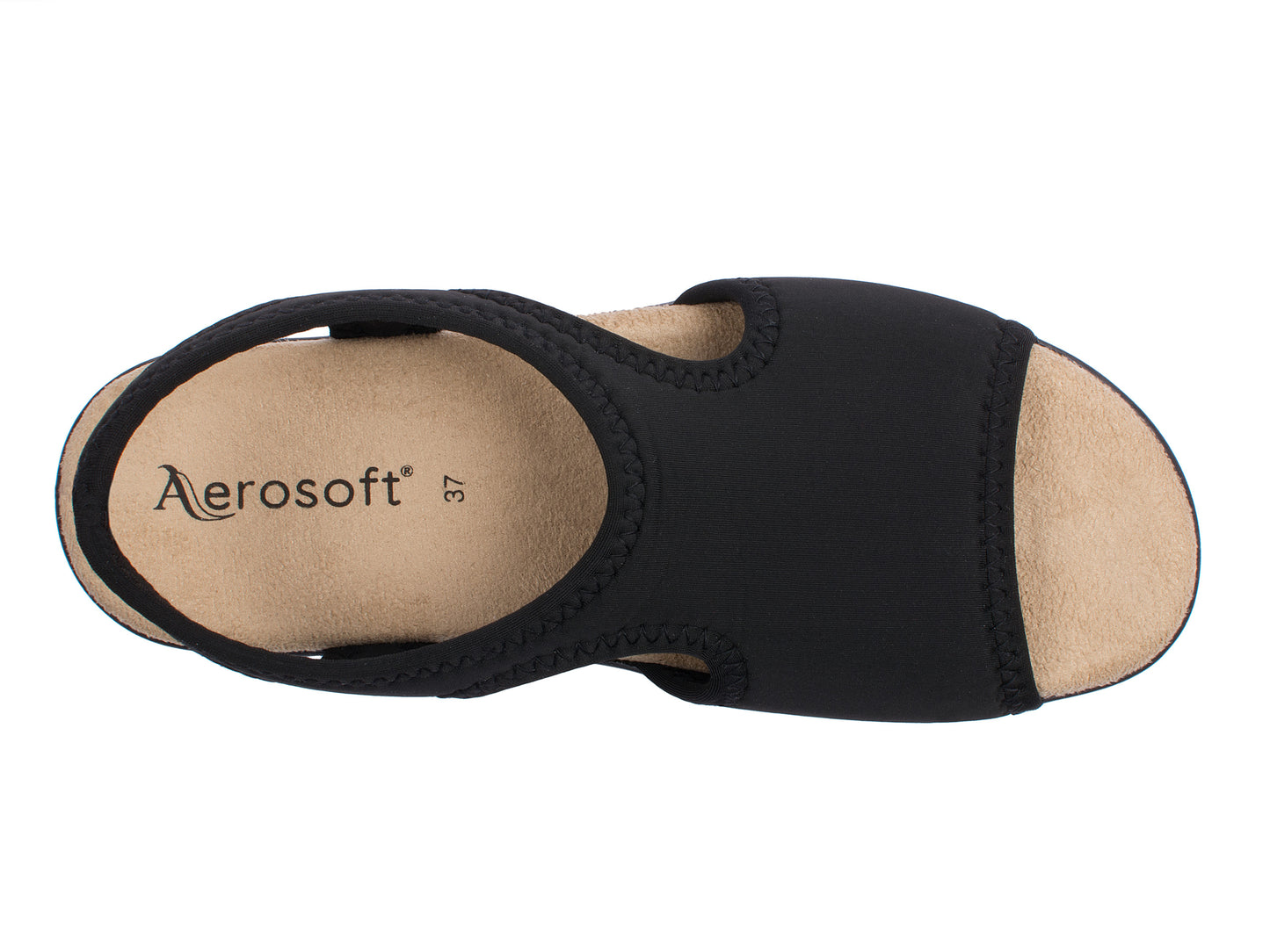 Damen Stretch Sandalette Modell Stretch 05 von Aerosoft in Farbe schwarz von oben
