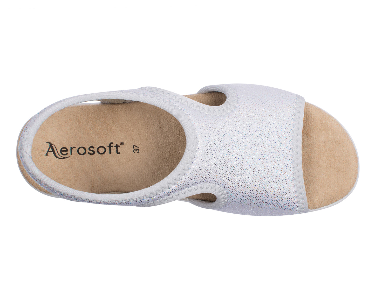 Damen Stretch Sandalette Modell Stretch 05 von Aerosoft in Farbe silber von oben