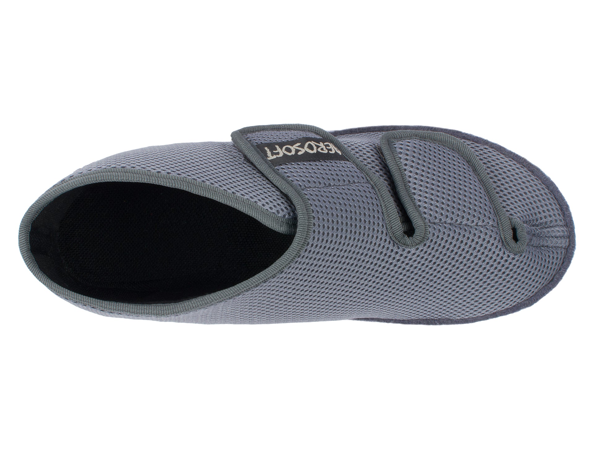 Innenansicht des Aerosoft 6062 Reha-Schuhs in Grau mit weichem Futter