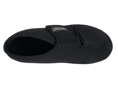 Draufsicht des schwarzen Aerosoft 6062 Gesundheitsschuhs mit großer Öffnung