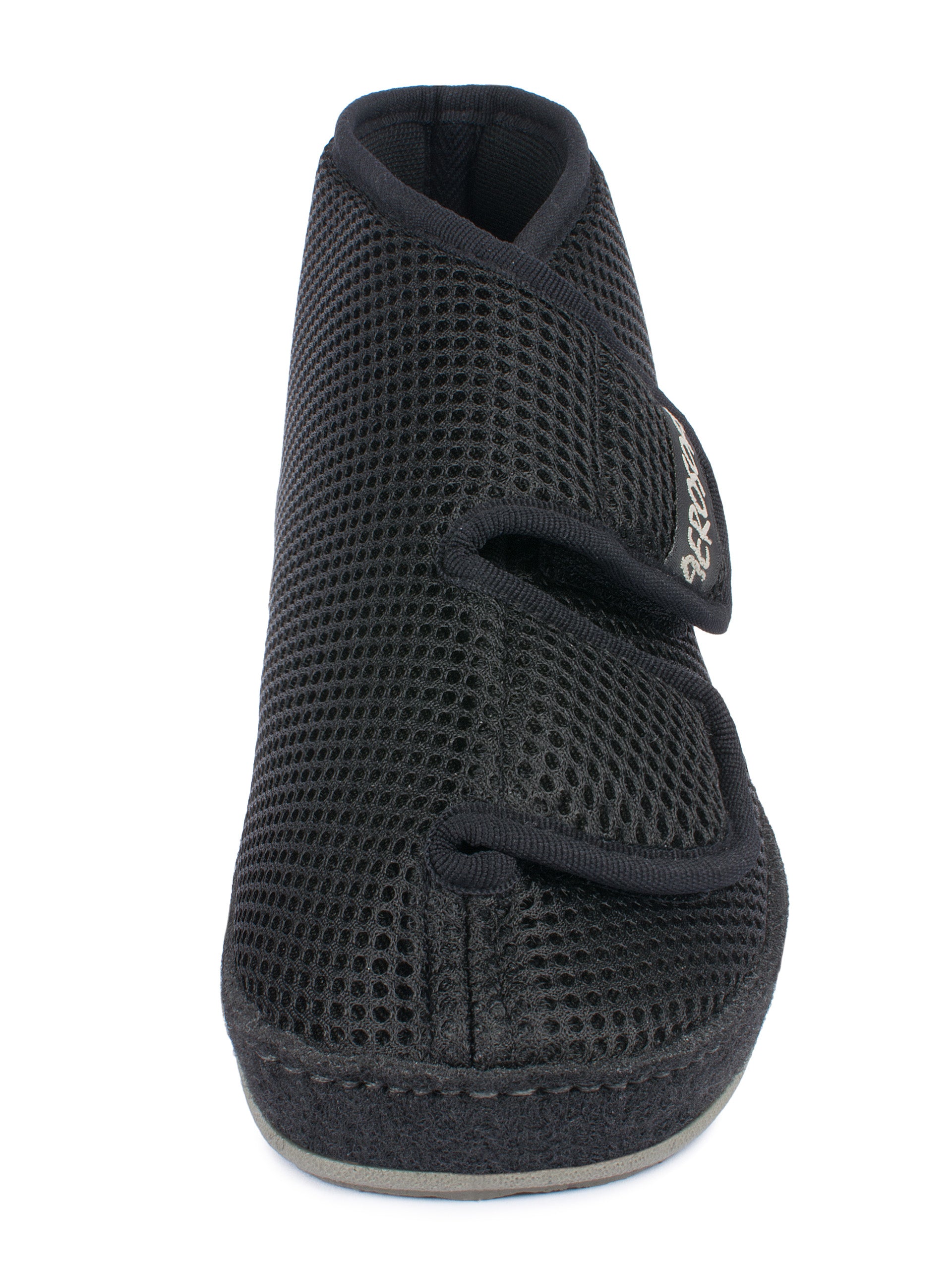 Frontansicht des schwarzen Aerosoft 6062 druckentlastenden Stiefels