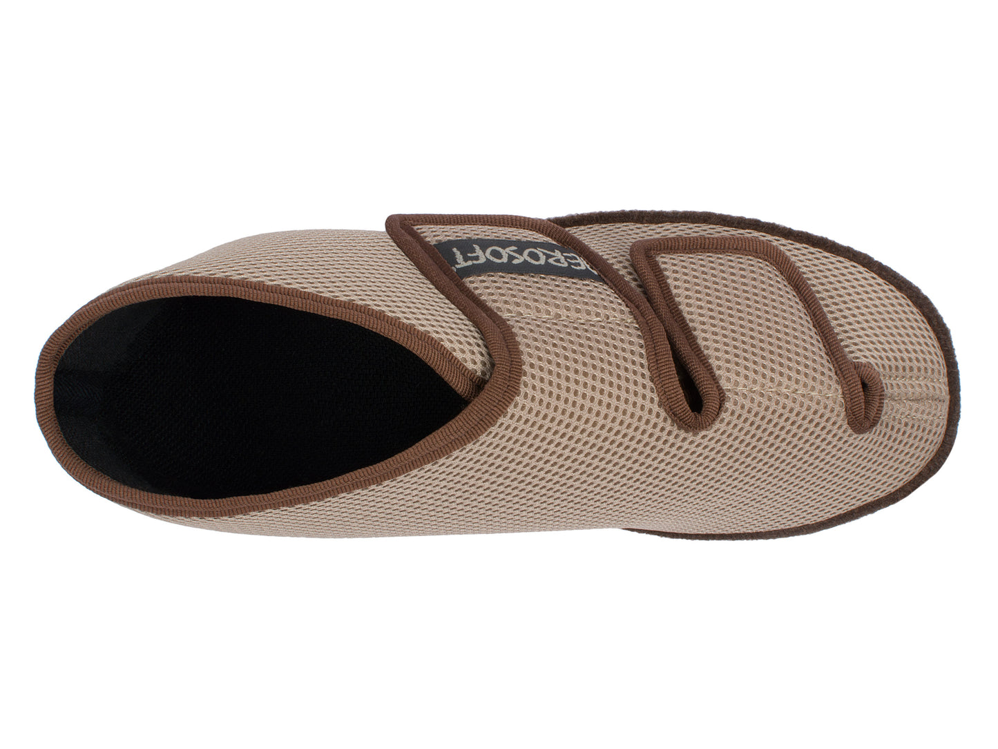 Draufsicht des Aerosoft 6062 Gesundheitsschuhs in Taupe mit weiter Öffnung