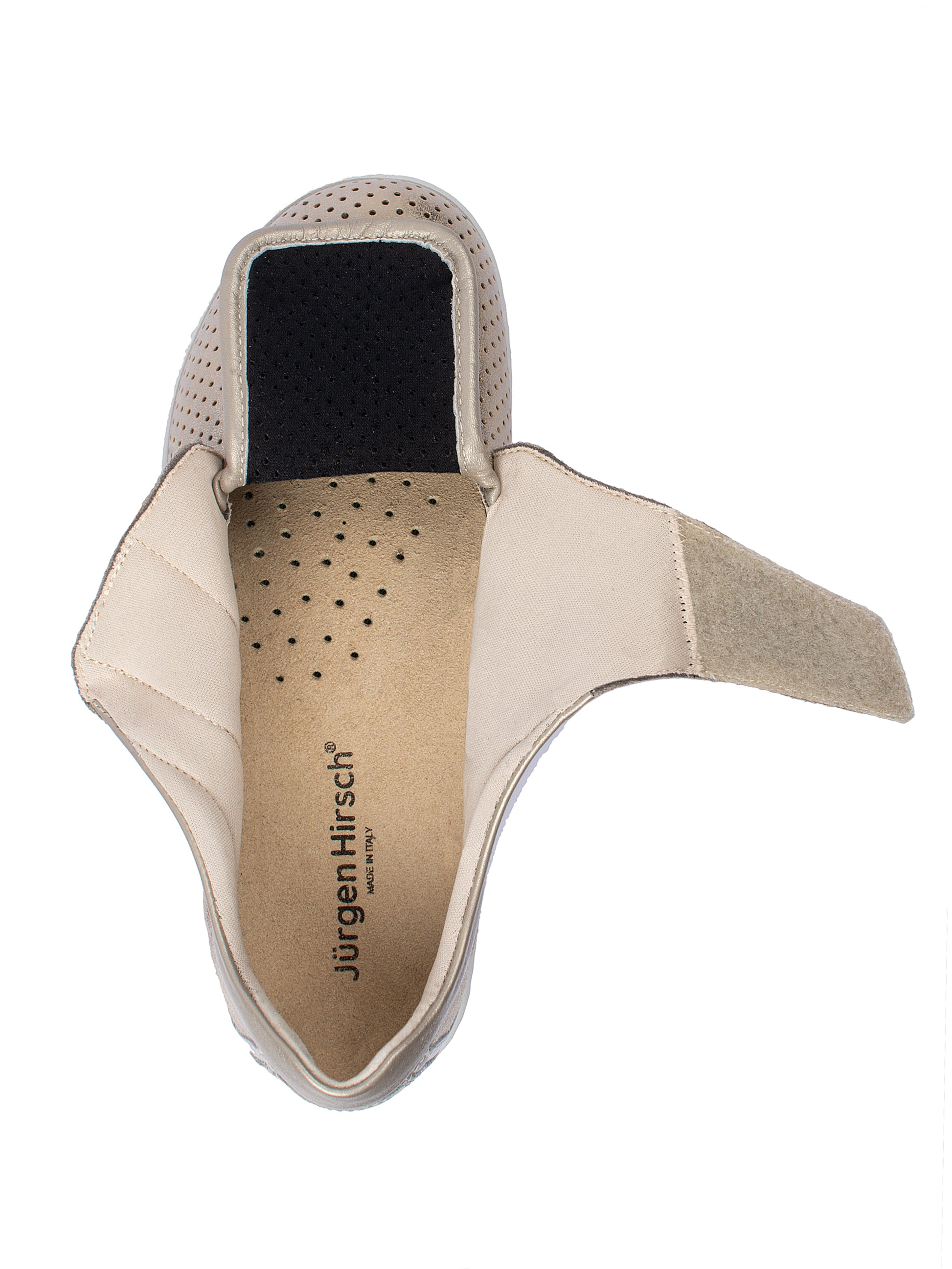 Jürgen Hirsch Leder-Halbschuh Comfort 05 in Beige – Detail Klettverschluss