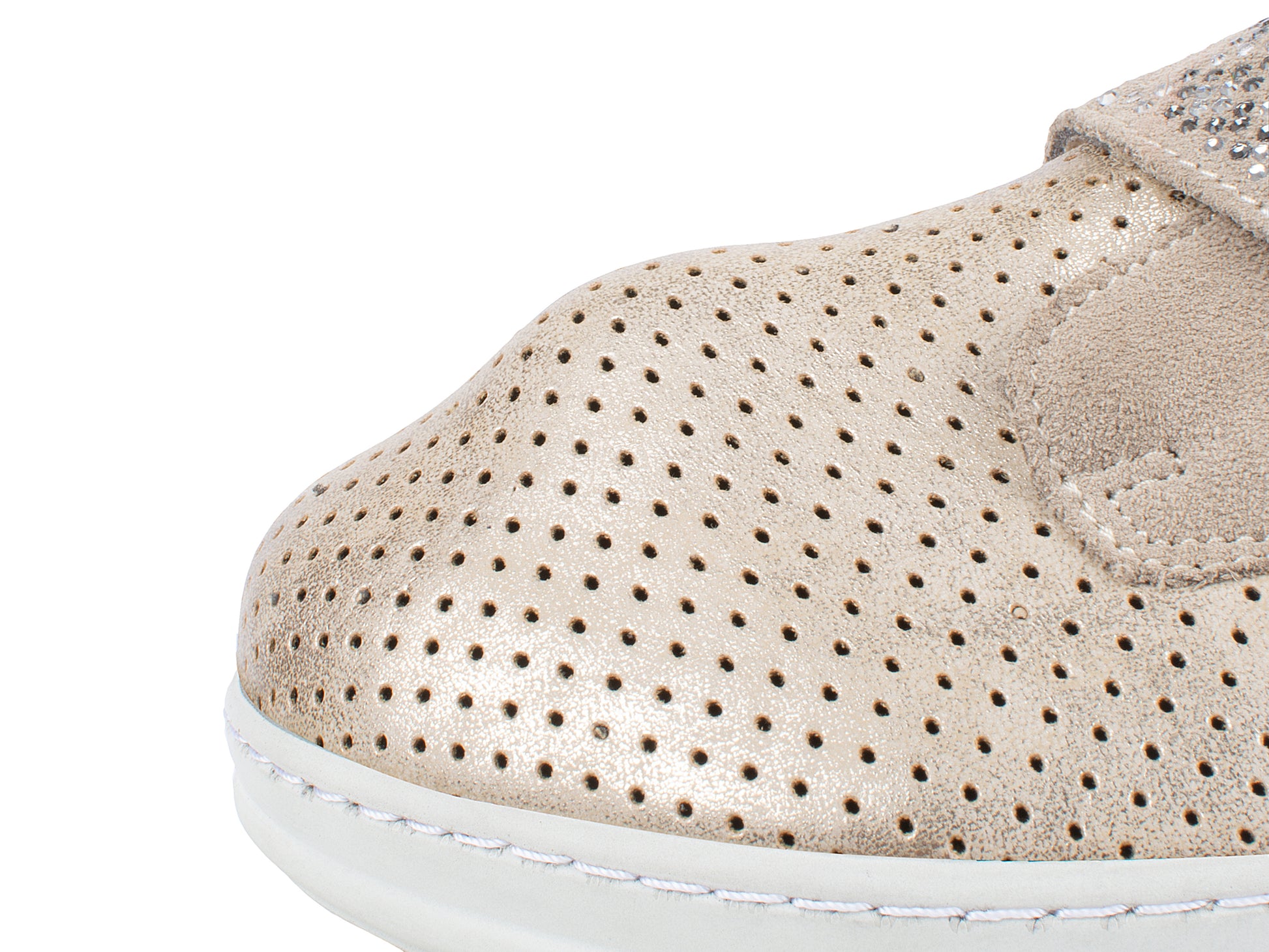 Jürgen Hirsch Leder-Halbschuh Comfort 05 in Beige – Detail Dehnfähigkeit Obermaterial