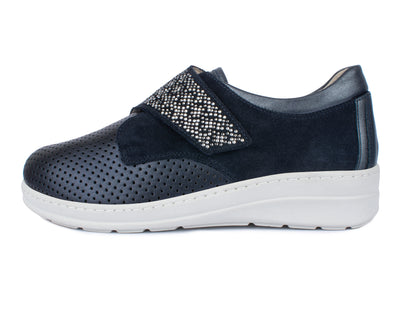 Jürgen Hirsch Leder-Halbschuh Comfort 05 in Dunkelblau – Außenansicht aus Leder