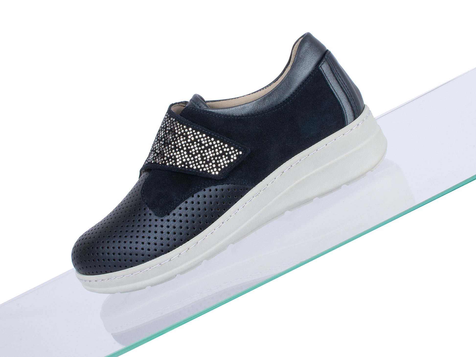 Jürgen Hirsch Leder-Halbschuh Comfort 05 in Dunkelblau – Detail Rutschhemmung