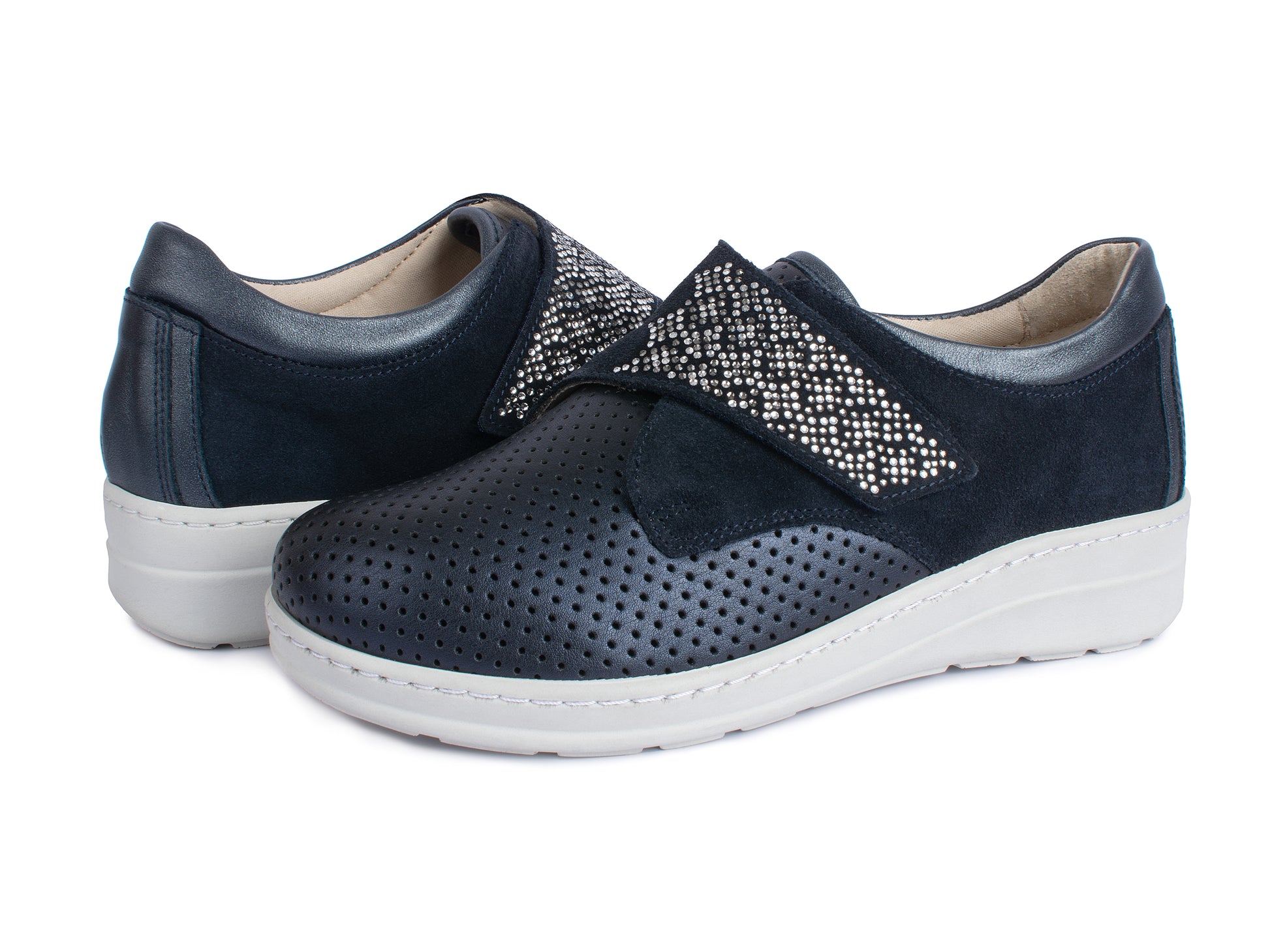 Jürgen Hirsch Leder-Halbschuh Comfort 05 in Dunkelblau – Paaransicht