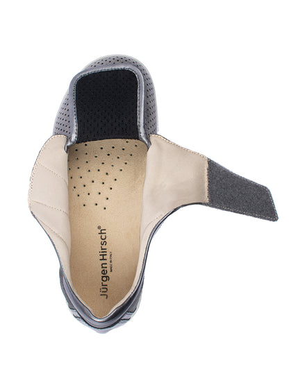 Jürgen Hirsch Leder-Halbschuh Comfort 05 in Grau – Detail Klettverschluss