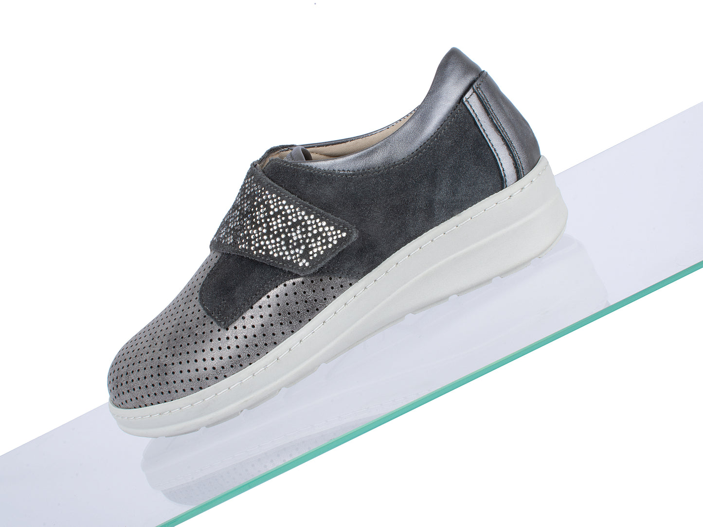 Jürgen Hirsch Leder-Halbschuh Comfort 05 in Grau – Detail Rutschhemmung