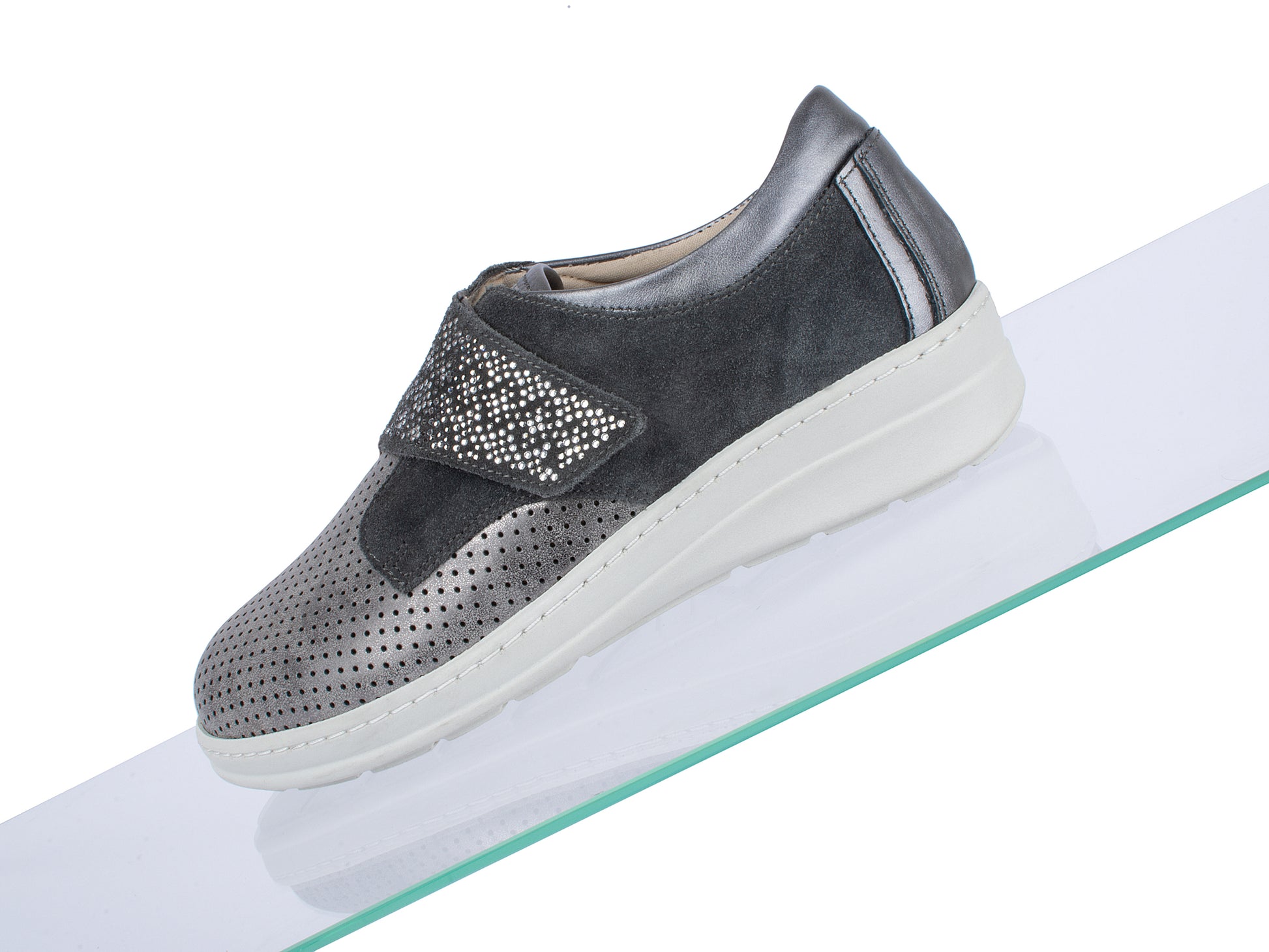 Jürgen Hirsch Leder-Halbschuh Comfort 05 in Grau – Detail Rutschhemmung