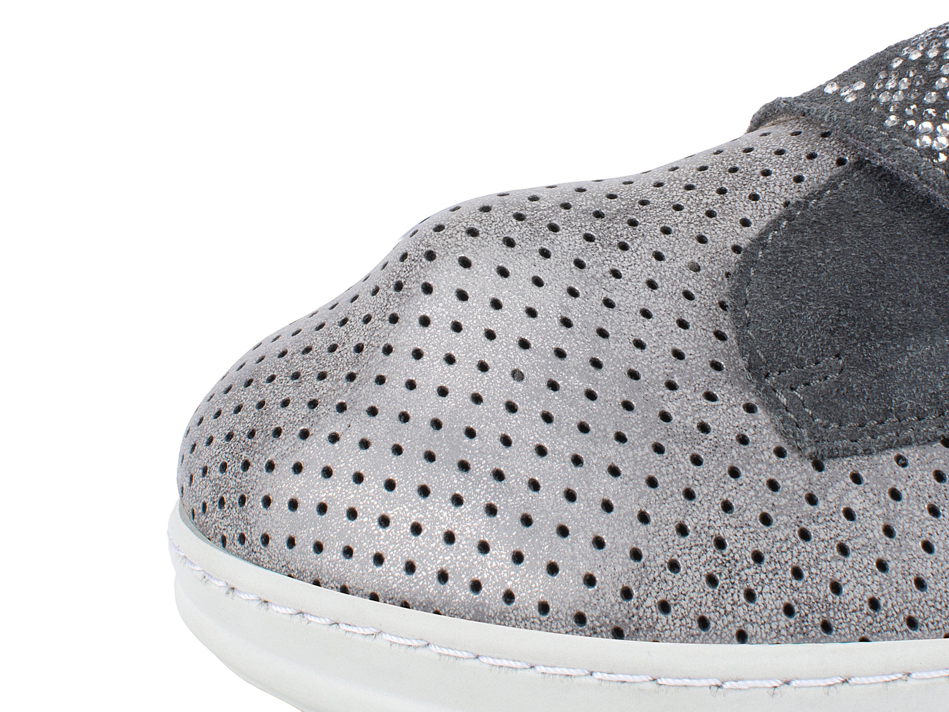 Jürgen Hirsch Leder-Halbschuh Comfort 05 in Grau – Detail Dehnfähigkeit Obermaterial