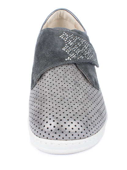 Jürgen Hirsch Leder-Halbschuh Comfort 05 in Grau – Vorderansicht