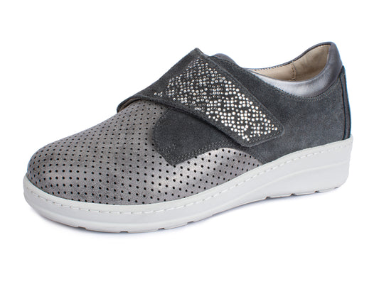 Jürgen Hirsch Leder-Halbschuh Comfort 05 in Grau – Seitenansicht