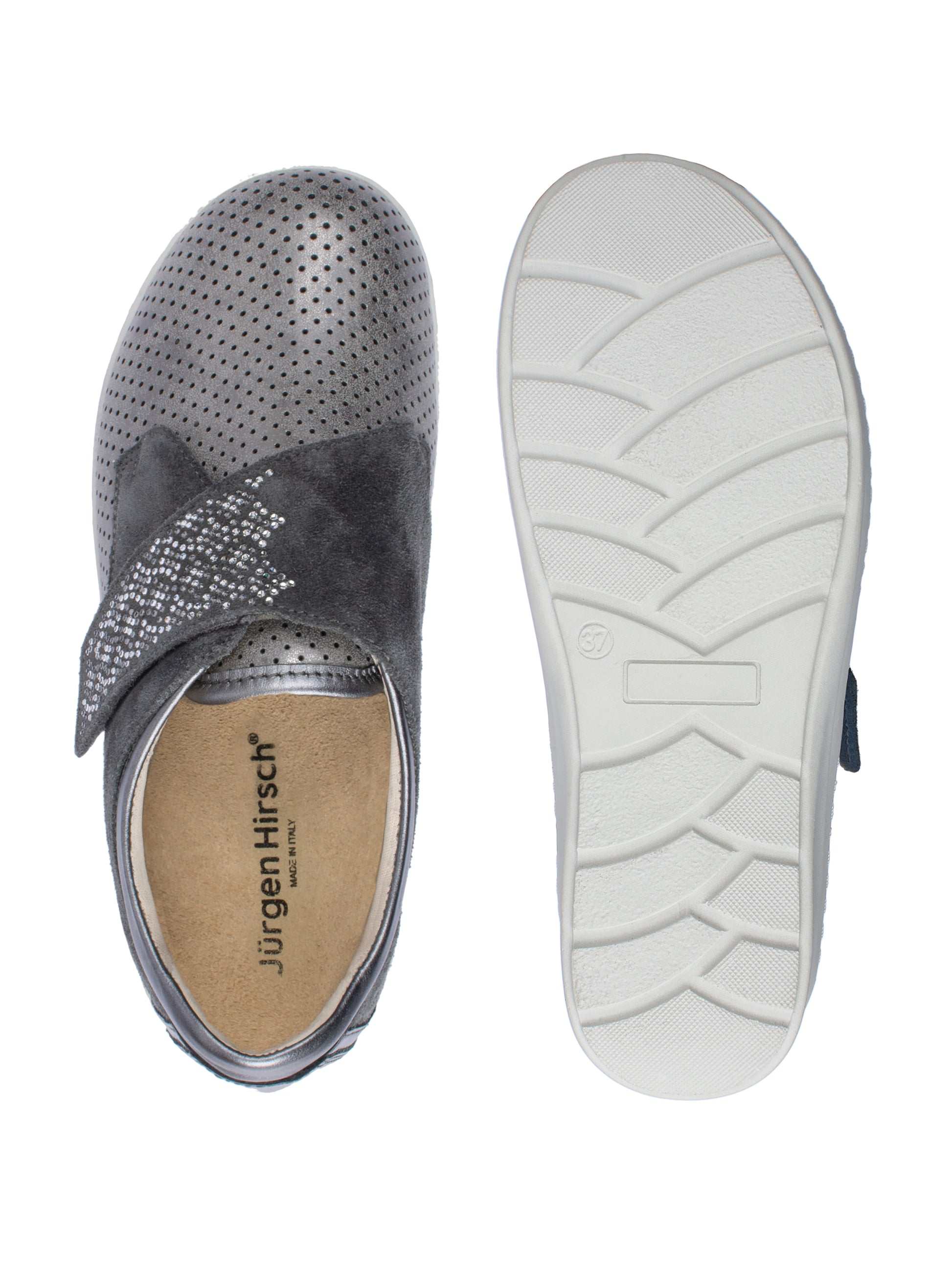 Jürgen Hirsch Leder-Halbschuh Comfort 05 in Grau – kombinierte Ansichten
