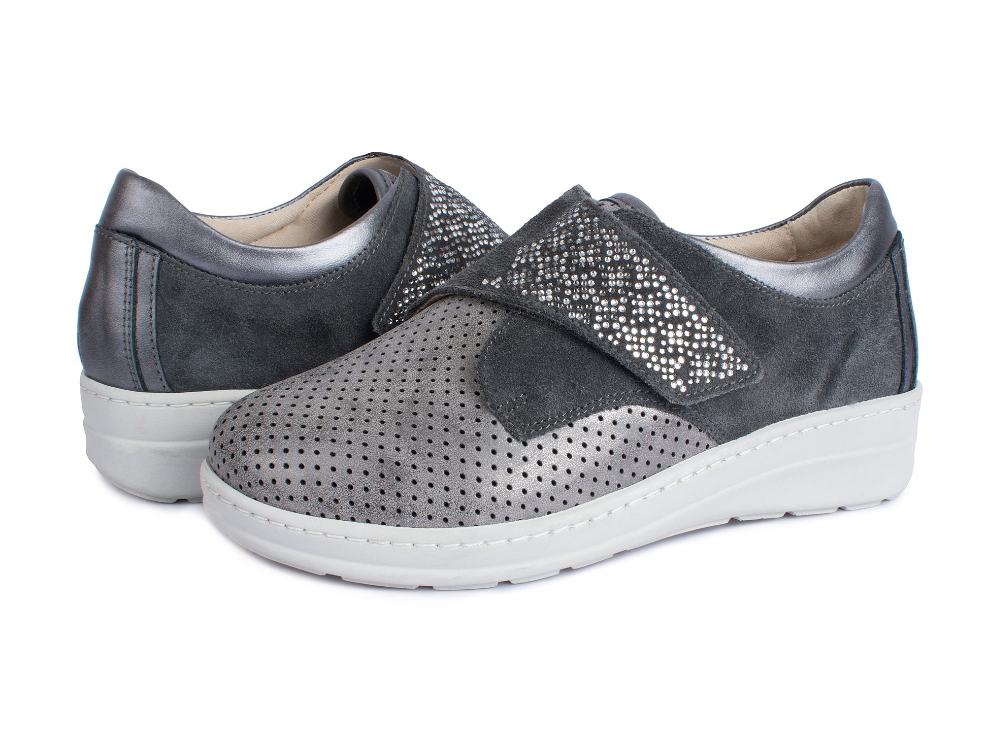 Jürgen Hirsch Leder-Halbschuh Comfort 05 in Grau – Paaransicht