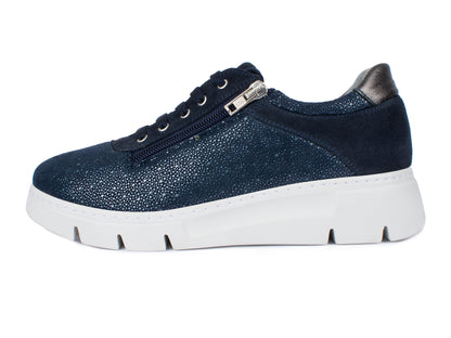 Jürgen Hirsch Leder-Halbschuh Comfort 06 in Dunkelblau – Metallic-Leder Außenansicht