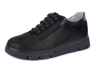 Jürgen Hirsch Leder-Halbschuh Comfort 06 in Schwarz – Seitenansicht mit Reißverschluss