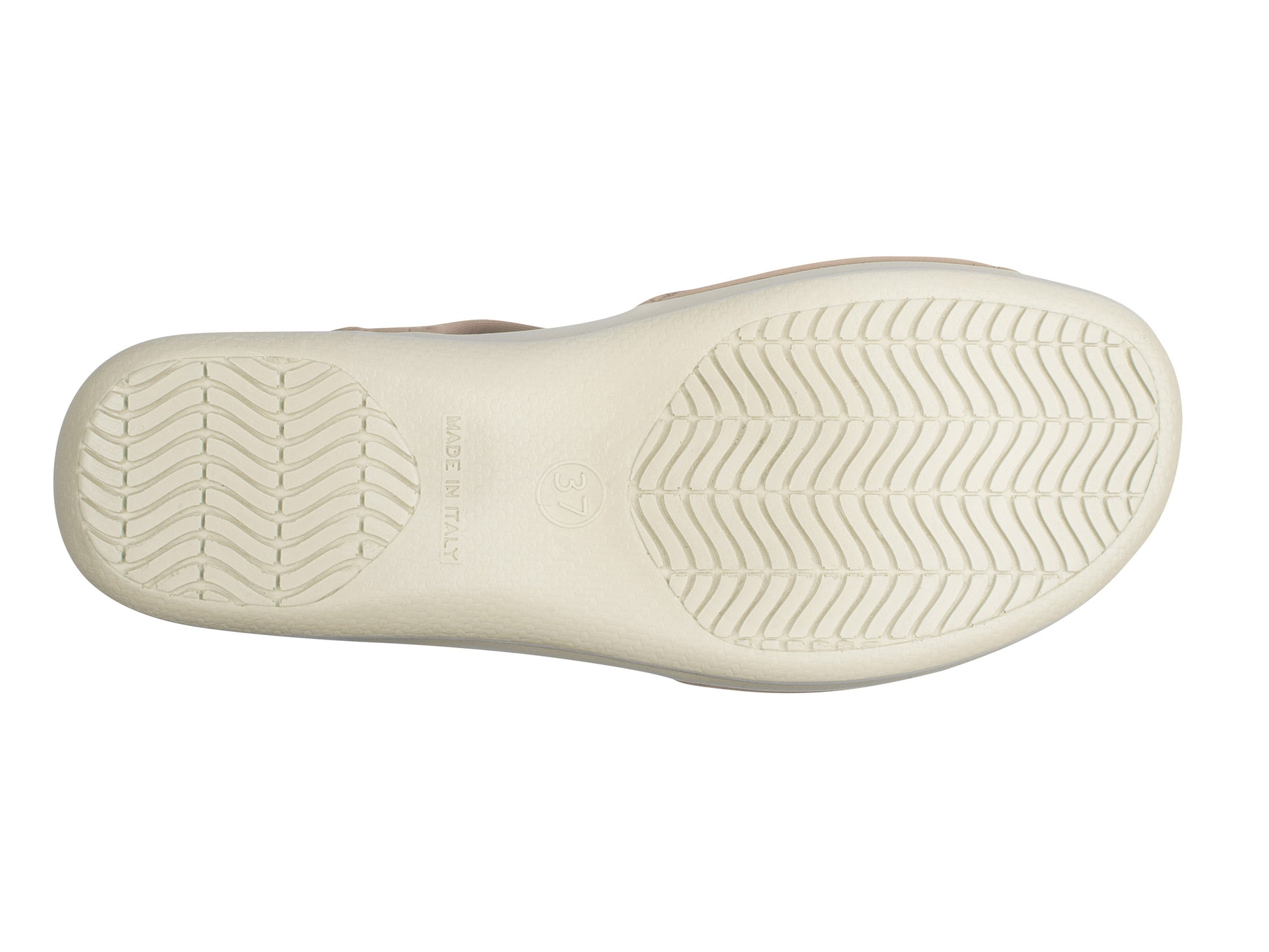 Die Sohle der Damen Stretch Sandalette Modell Stretch 05 von Aerosoft in Farbe beige